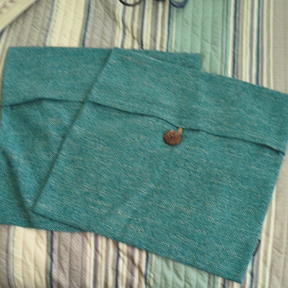 Set Of 2 Teal Fabric Envelopes with Button Closure